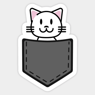 White Pocket Kitty Sticker